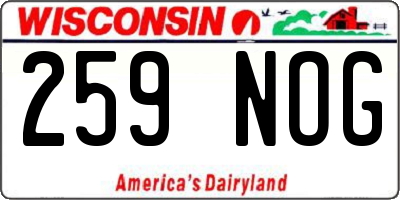 WI license plate 259NOG