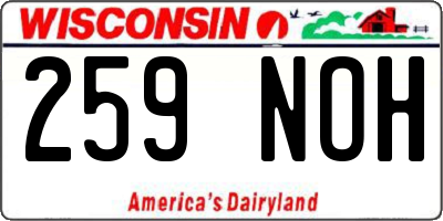 WI license plate 259NOH