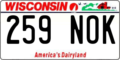 WI license plate 259NOK