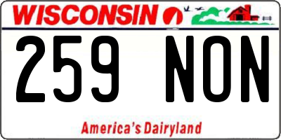 WI license plate 259NON