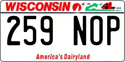 WI license plate 259NOP