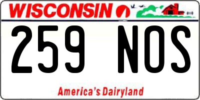 WI license plate 259NOS