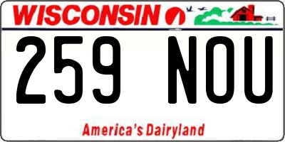 WI license plate 259NOU