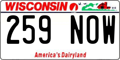 WI license plate 259NOW