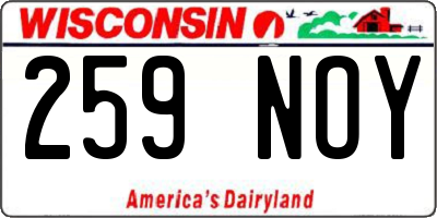 WI license plate 259NOY