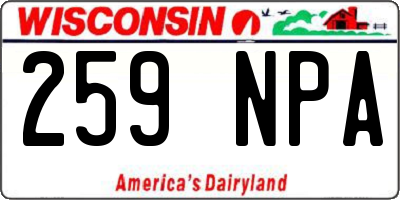 WI license plate 259NPA