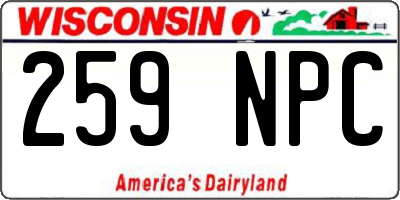 WI license plate 259NPC