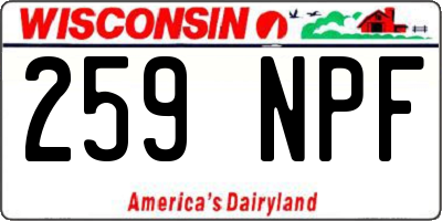 WI license plate 259NPF