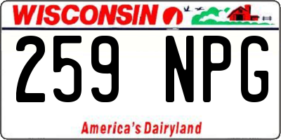 WI license plate 259NPG