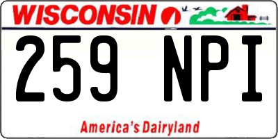 WI license plate 259NPI