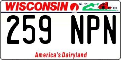 WI license plate 259NPN