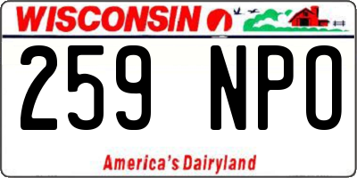 WI license plate 259NPO