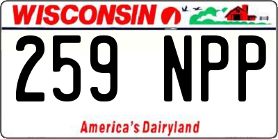 WI license plate 259NPP