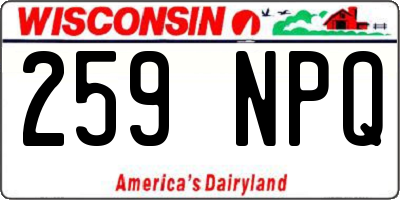 WI license plate 259NPQ
