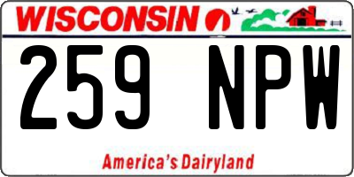 WI license plate 259NPW
