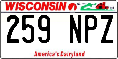 WI license plate 259NPZ