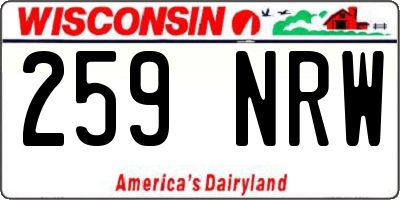 WI license plate 259NRW