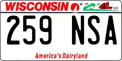 WI license plate 259NSA