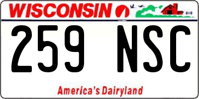 WI license plate 259NSC