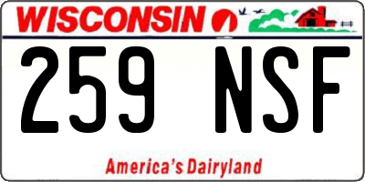 WI license plate 259NSF