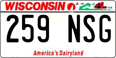 WI license plate 259NSG