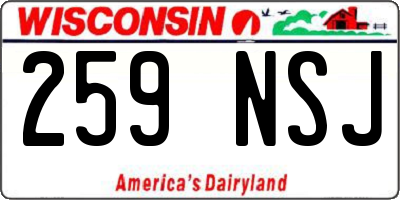 WI license plate 259NSJ