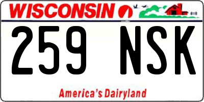 WI license plate 259NSK
