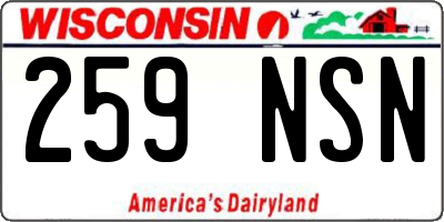 WI license plate 259NSN