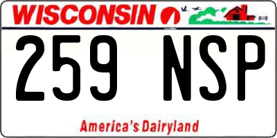WI license plate 259NSP