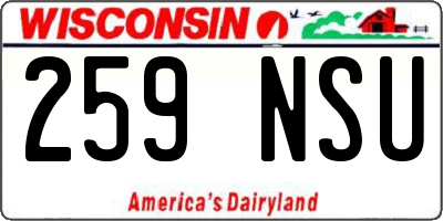 WI license plate 259NSU