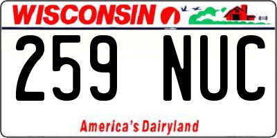 WI license plate 259NUC