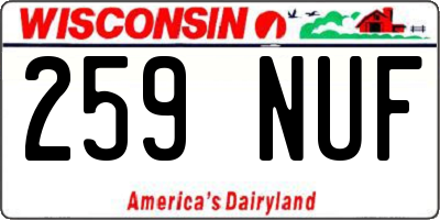 WI license plate 259NUF