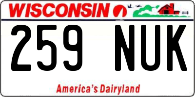 WI license plate 259NUK