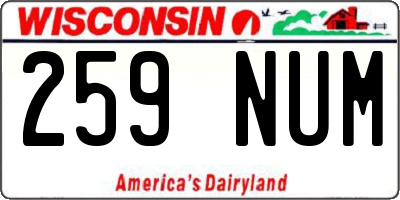 WI license plate 259NUM