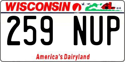 WI license plate 259NUP