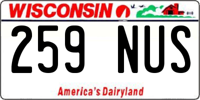 WI license plate 259NUS