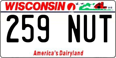 WI license plate 259NUT