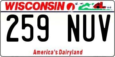 WI license plate 259NUV