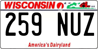 WI license plate 259NUZ