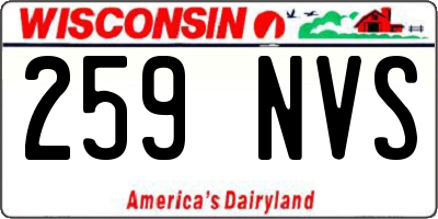 WI license plate 259NVS