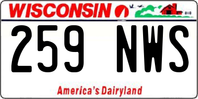 WI license plate 259NWS