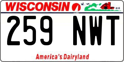 WI license plate 259NWT