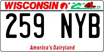 WI license plate 259NYB