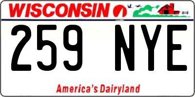WI license plate 259NYE