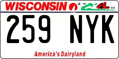 WI license plate 259NYK