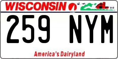 WI license plate 259NYM