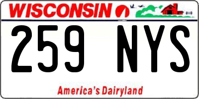 WI license plate 259NYS