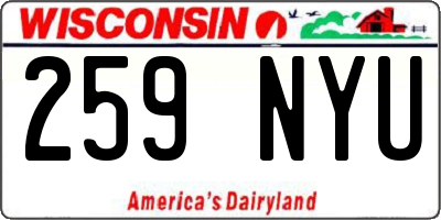 WI license plate 259NYU
