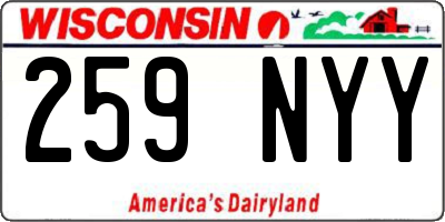 WI license plate 259NYY