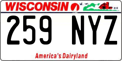 WI license plate 259NYZ